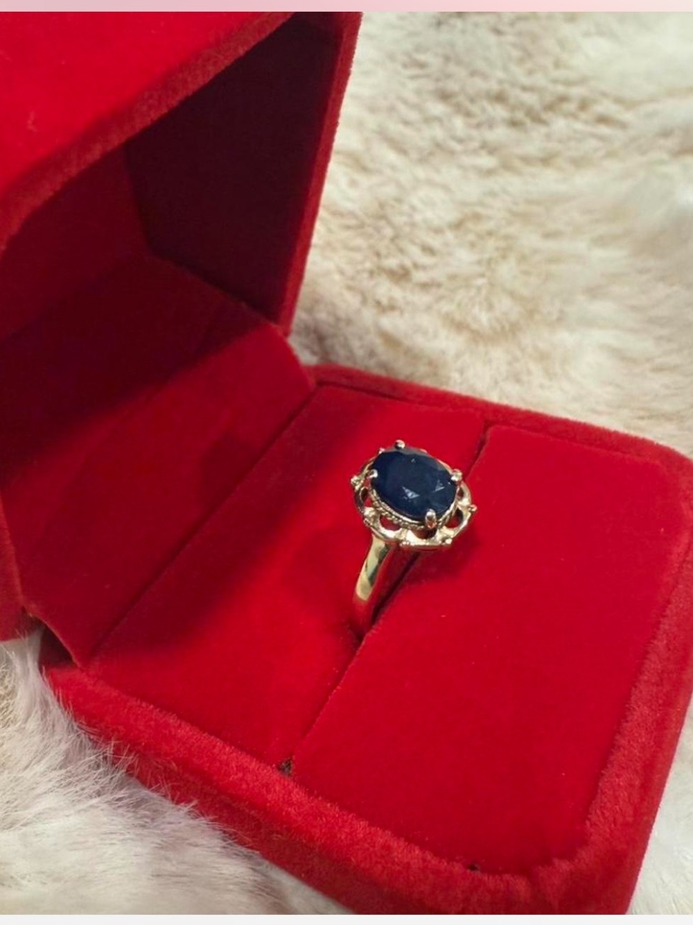 Gold Ring Plated with Deep Blue Sapphire